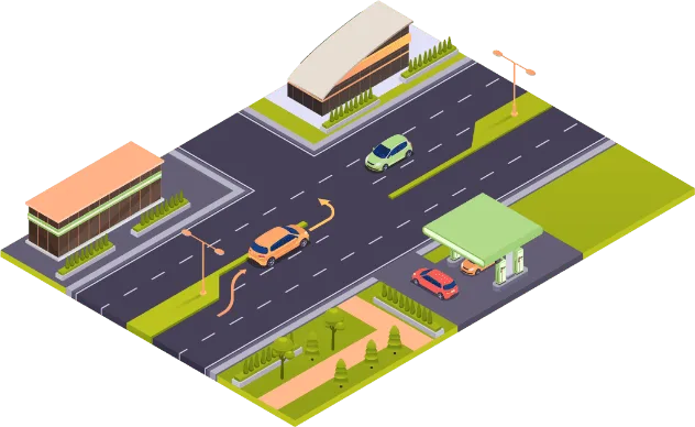 Auto die naar links opschuift om links af te slaan, zonder de tegenligger te hinderen