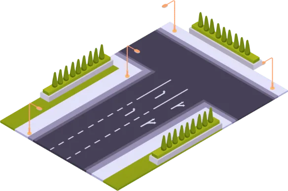 Witte voorsorteringspijlen op verschillende rijstroken vóór een kruispunt