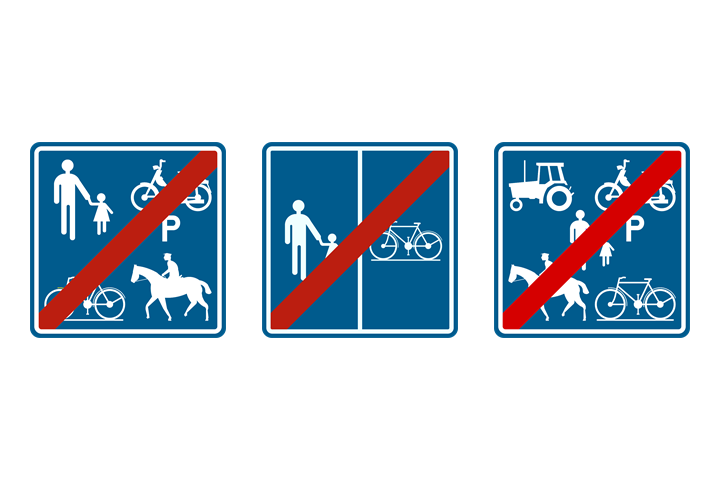 Borden voor het einde van een voorbehouden weg