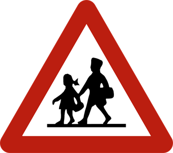 Gevaarsbord: plaats waar speciaal veel kinderen komen