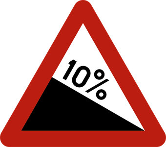 Gevaarsbord: gevaarlijke daling