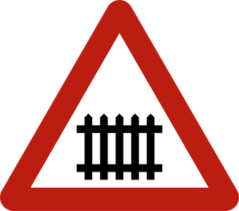 Gevaarsbord: overweg met slagbomen