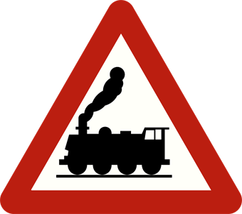 Gevaarsbord: overweg zonder slagbomen