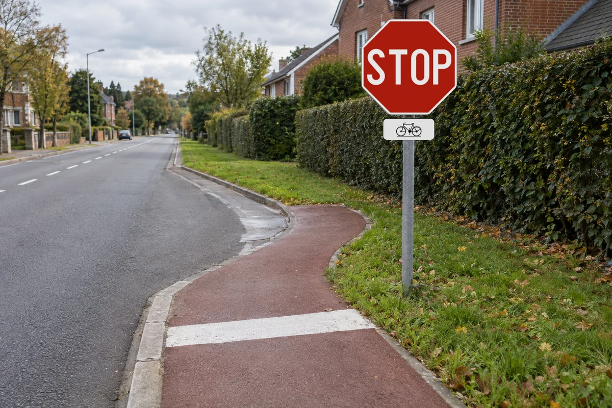 Stopbord met daaronder een onderbord met een fiets: het bord geldt alleen voor fietsers