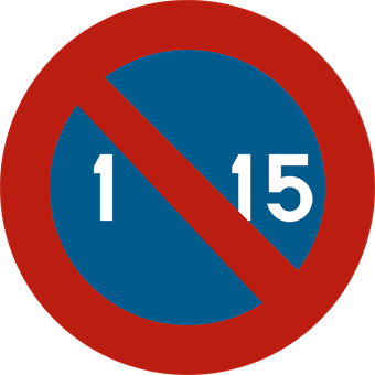 Verkeersbord parkeerverbod vanaf de 1e tot de 15e van de maand