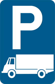 Verkeersbord parkeren uitsluitend voor lichte vrachtauto’s en vrachtauto’s