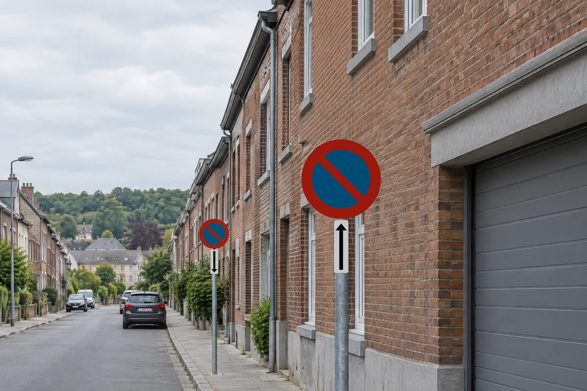 Parkeerverboden met pijlen die het begin en het einde van de regeling aanduiden