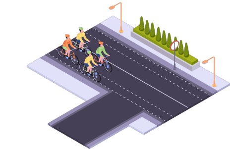 Groep wielrenners die in een peloton over de rijbaan rijdt