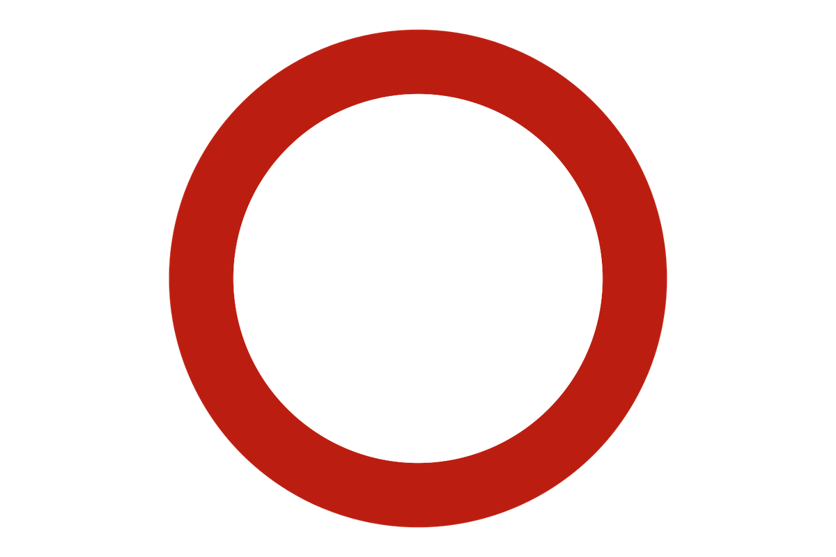 Het ronde bord verboden toegang voor ieder bestuurder: een witte schijf met een rode rand.