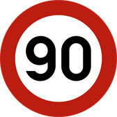 Rond snelheidsbord dat maximaal 90 aangeeft