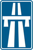 Bord begin of oprit van een autosnelweg