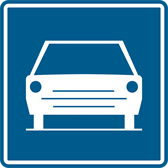 Bord autoweg met het symbool van een auto