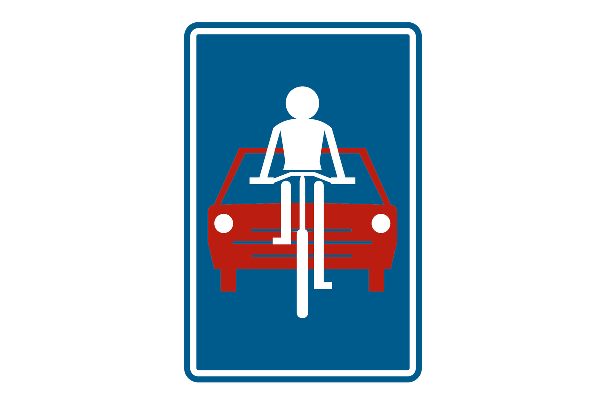 Het beginbord van een fietszone, waar maximaal 30 km/u geldt.