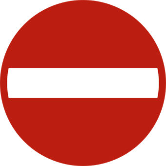 Verkeersbord verboden richting: een rode schijf met een witte horizontale balk