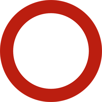 Verkeersbord verboden toegang in beide richtingen: een witte schijf met een rode rand, zonder pictogram