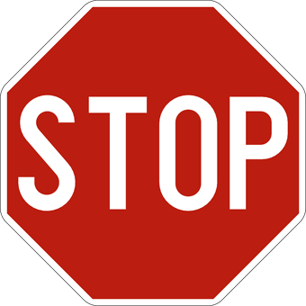 Stopbord met het woord STOP: je moet stoppen en voorrang verlenen