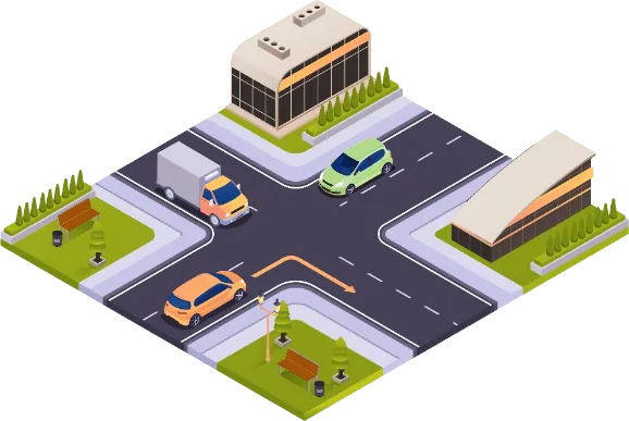 Kruispunt zonder borden: de vrachtwagen verleent voorrang aan de auto die van rechts komt
