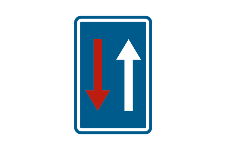 Bord smalle doorgang: jij hebt voorrang op het tegemoetkomend verkeer