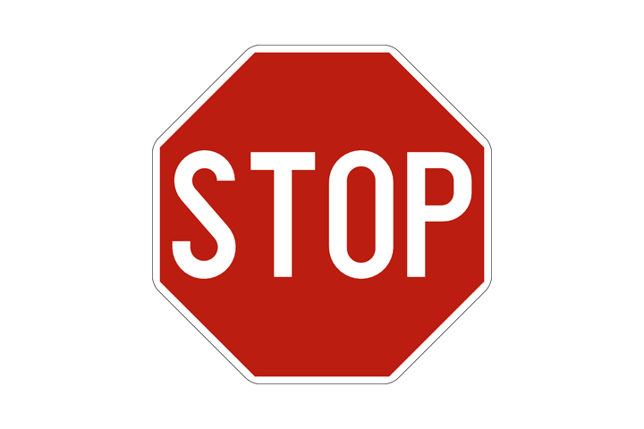 Stopbord: je stopt altijd volledig en verleent voorrang