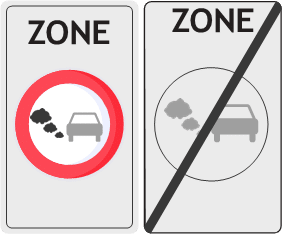 Borden voor het begin en het einde van een lage-emissiezone