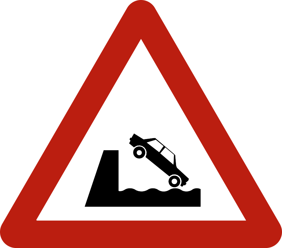 Verkeersbord: Uitweg op een kaai of een oever