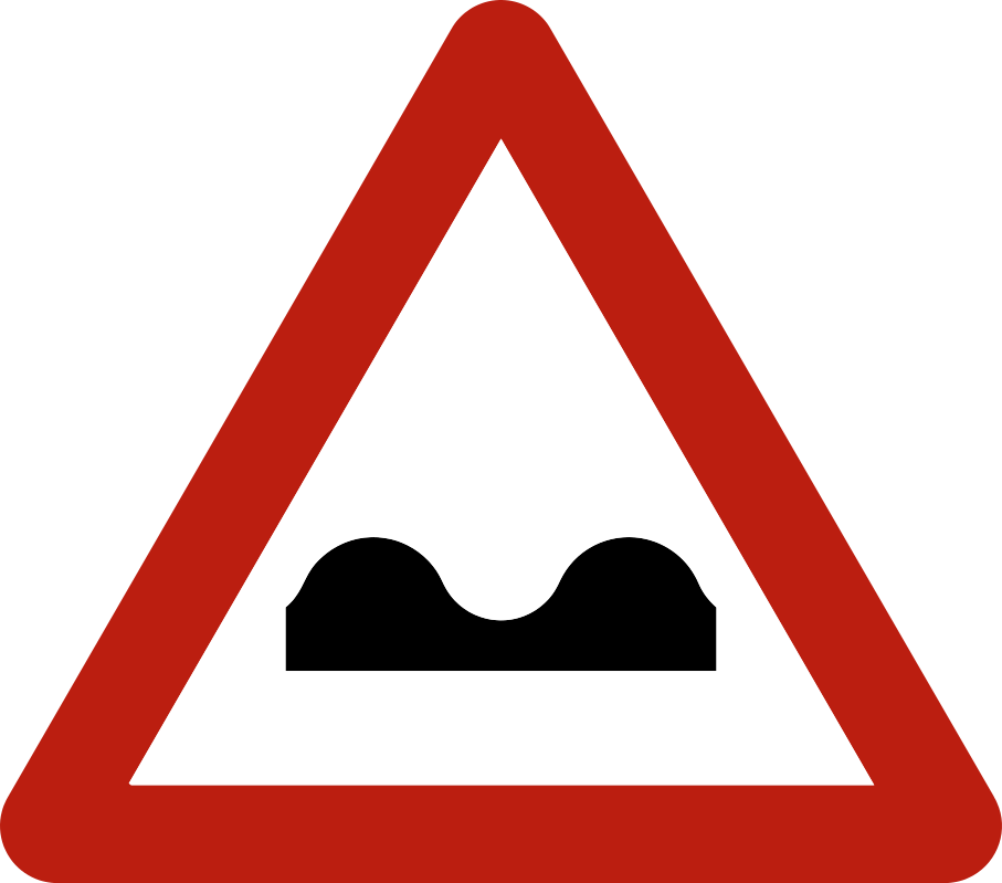 Verkeersbord: Uitholling overdwars of ezelsrug