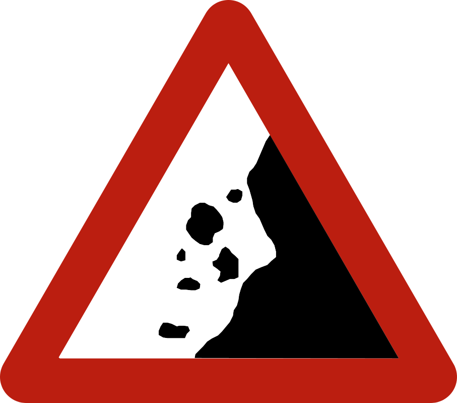 Verkeersbord: Vallende stenen