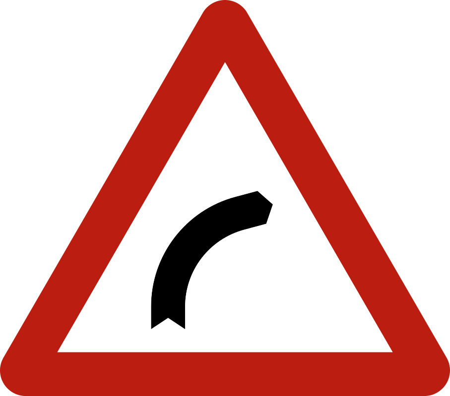 Verkeersbord: Gevaarlijke bocht naar rechts