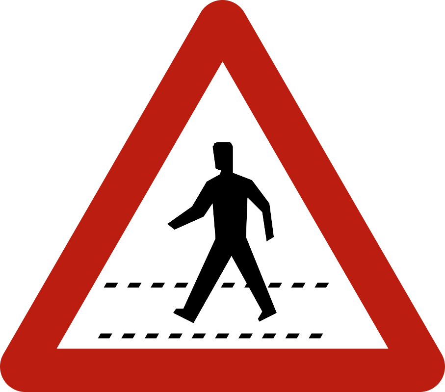 Verkeersbord: Oversteekplaats voor voetgangers (waarschuwing)