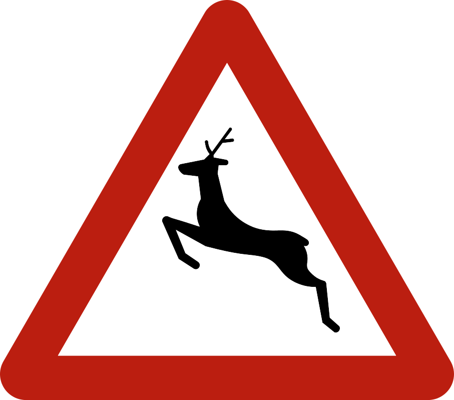 Verkeersbord: Doortocht van groot wild