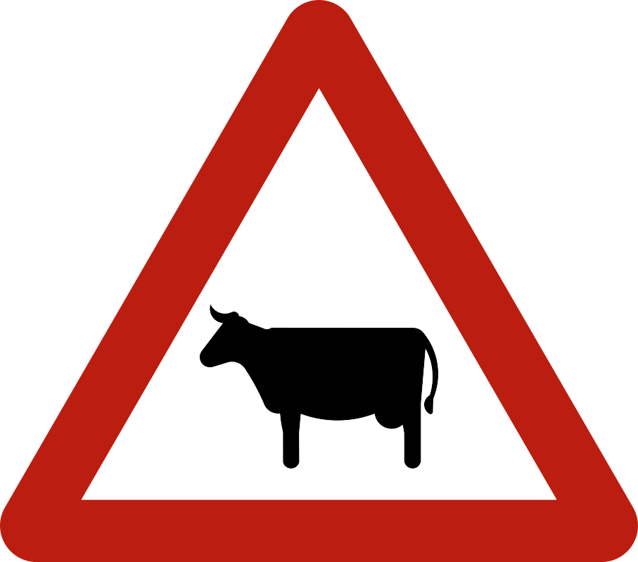 Verkeersbord: Doortocht van vee