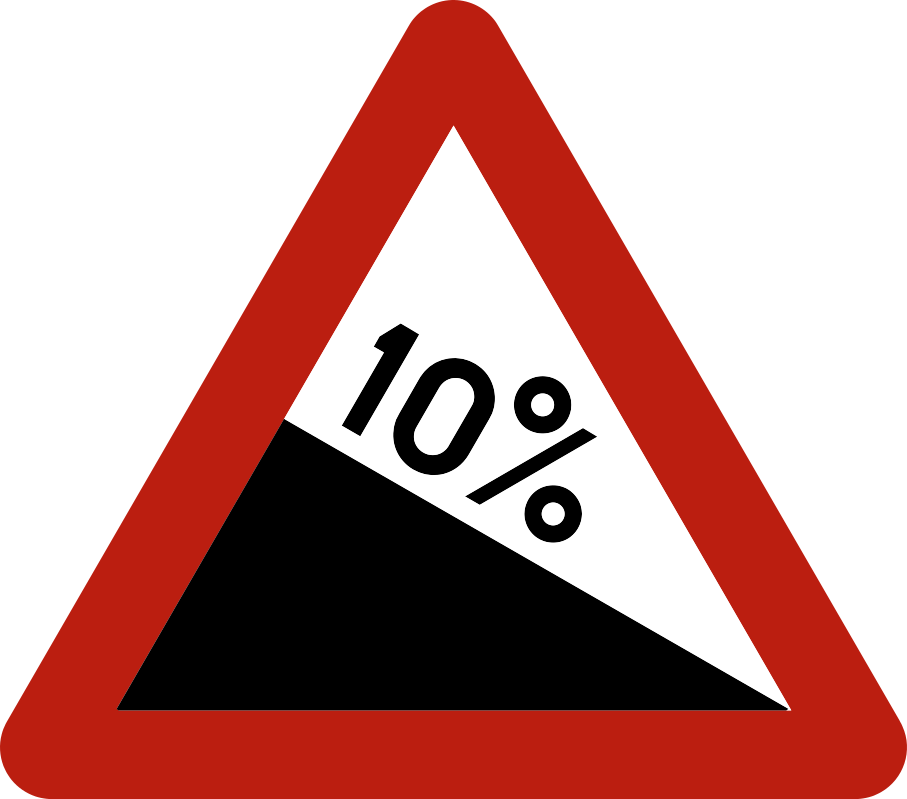 Verkeersbord: Gevaarlijke daling
