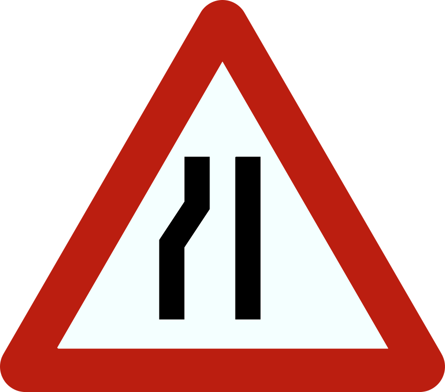 Verkeersbord A7b: Rijbaanversmalling