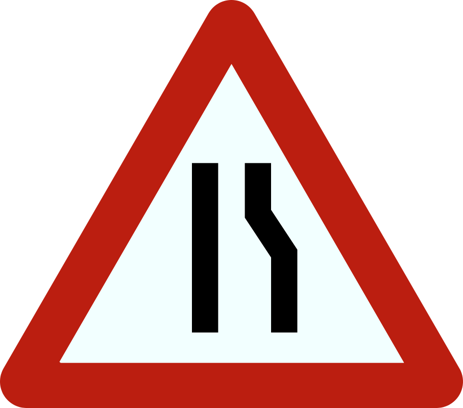 Verkeersbord A7c: Rijbaanversmalling