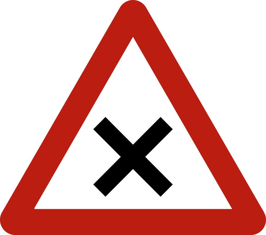 Verkeersbord: Kruispunt waar de voorrang van rechts geldt