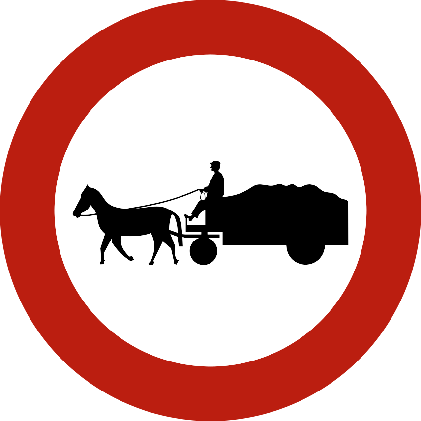 Verkeersbord C13: Verboden toegang voor bestuurders van gespannen
