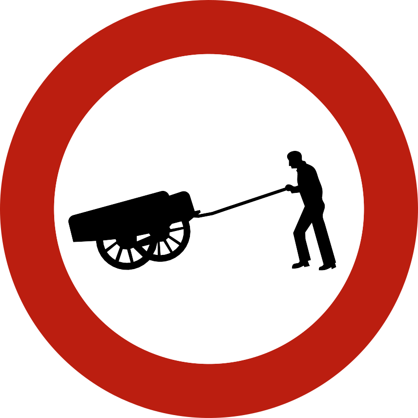 Verkeersbord C17: Verboden toegang voor bestuurders van handkarren