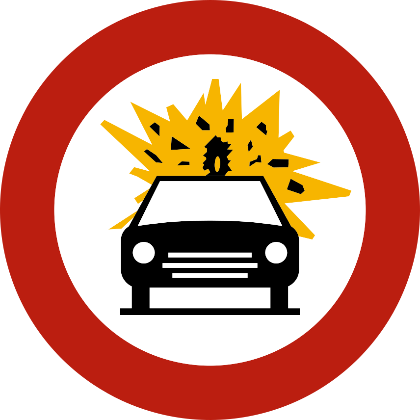 Verkeersbord C24b: Verboden toegang voor bestuurders van voertuigen die gevaarlijke ontvlambare of ontplofbare stoffen vervoeren