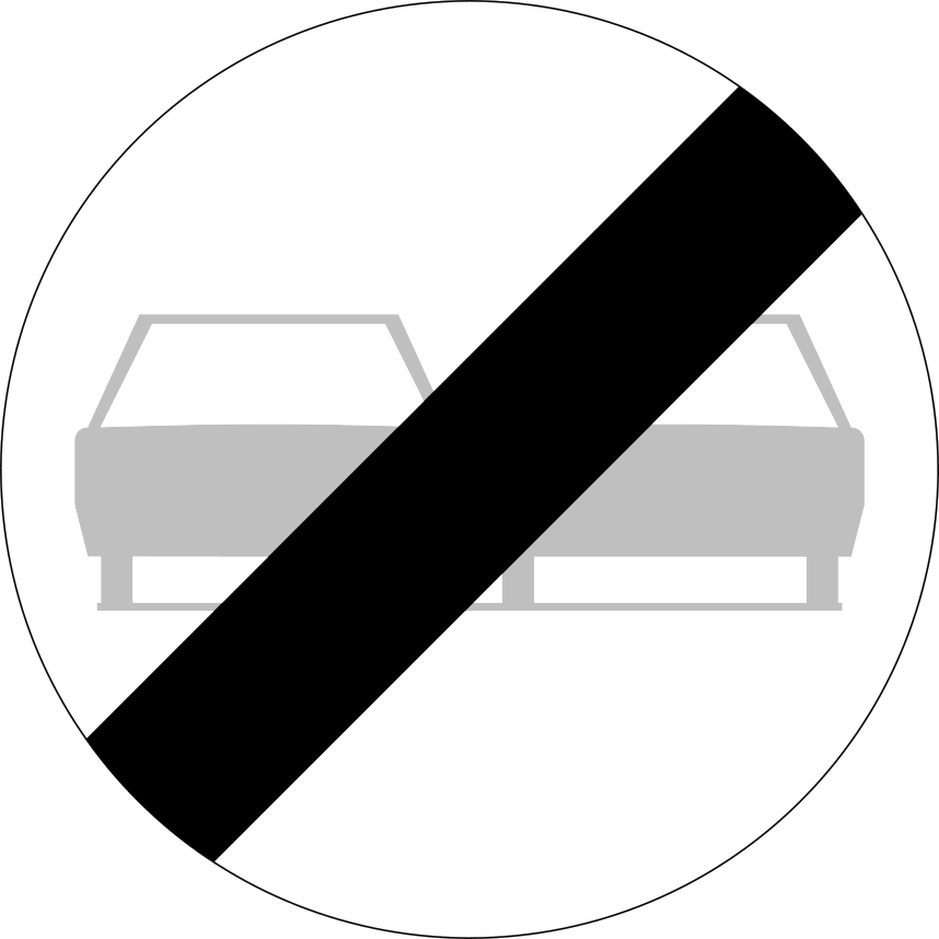 Verkeersbord: Einde van het verbod links in te halen