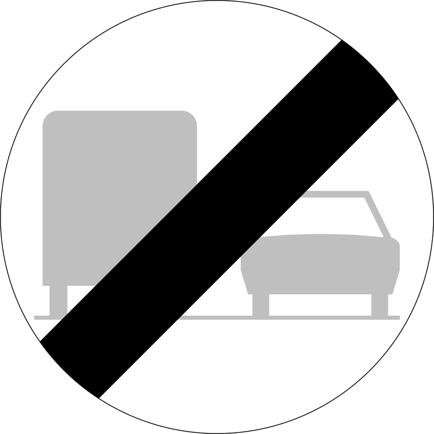 Verkeersbord: Einde van het inhaalverbod voor goederenvervoer boven 3500 kg