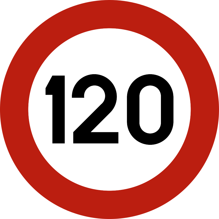 Verkeersbord: Maximumsnelheid 120 km/u