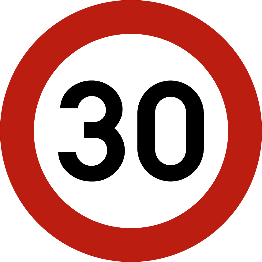 Verkeersbord: Maximumsnelheid 30 km/u