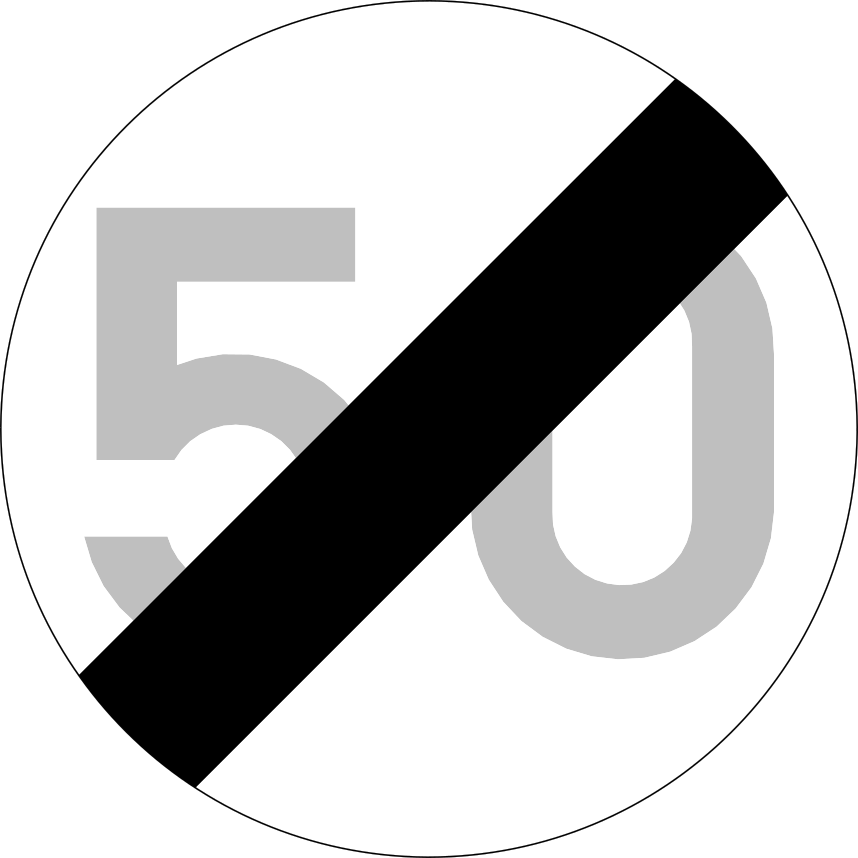 Verkeersbord: Einde van de snelheidsbeperking
