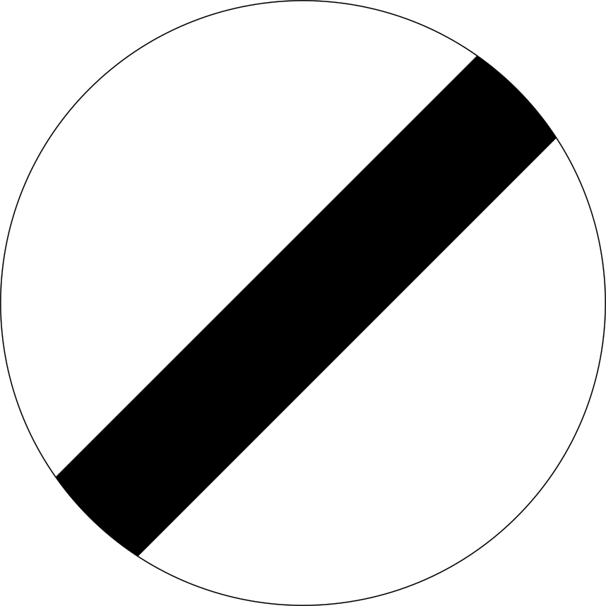 Verkeersbord: Einde van alle plaatselijke verboden voor voertuigen in beweging