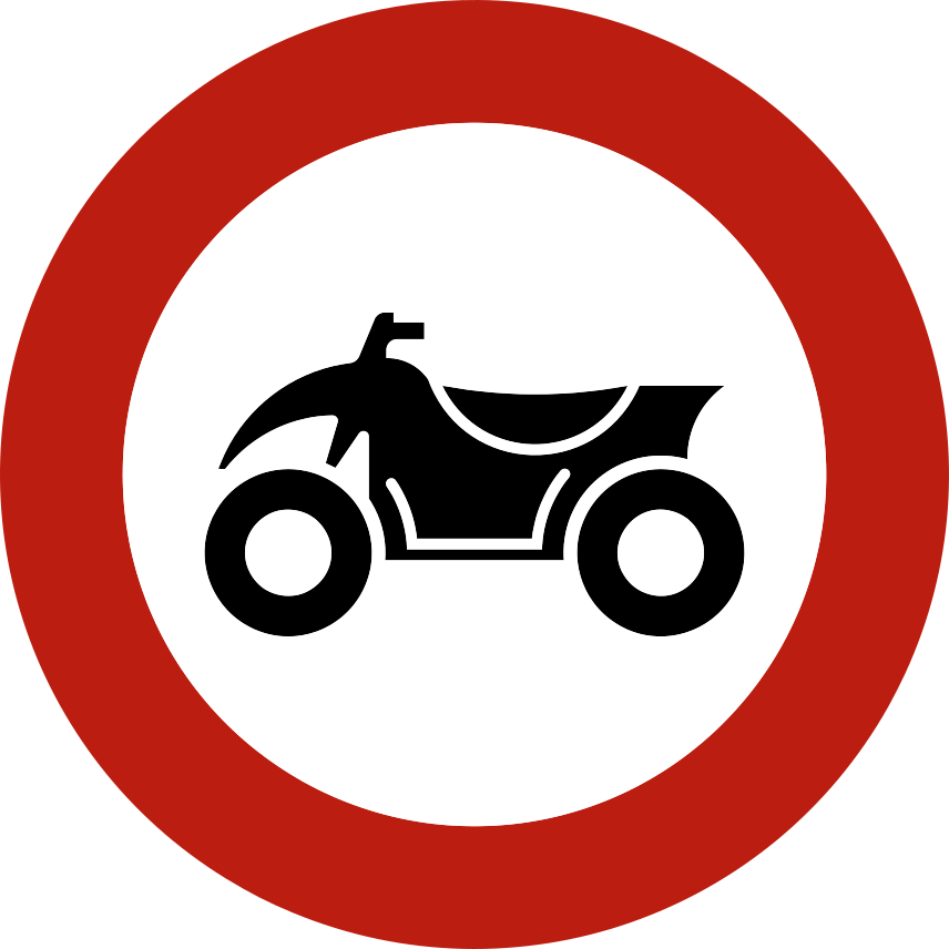 Verkeersbord: Verboden toegang voor quads