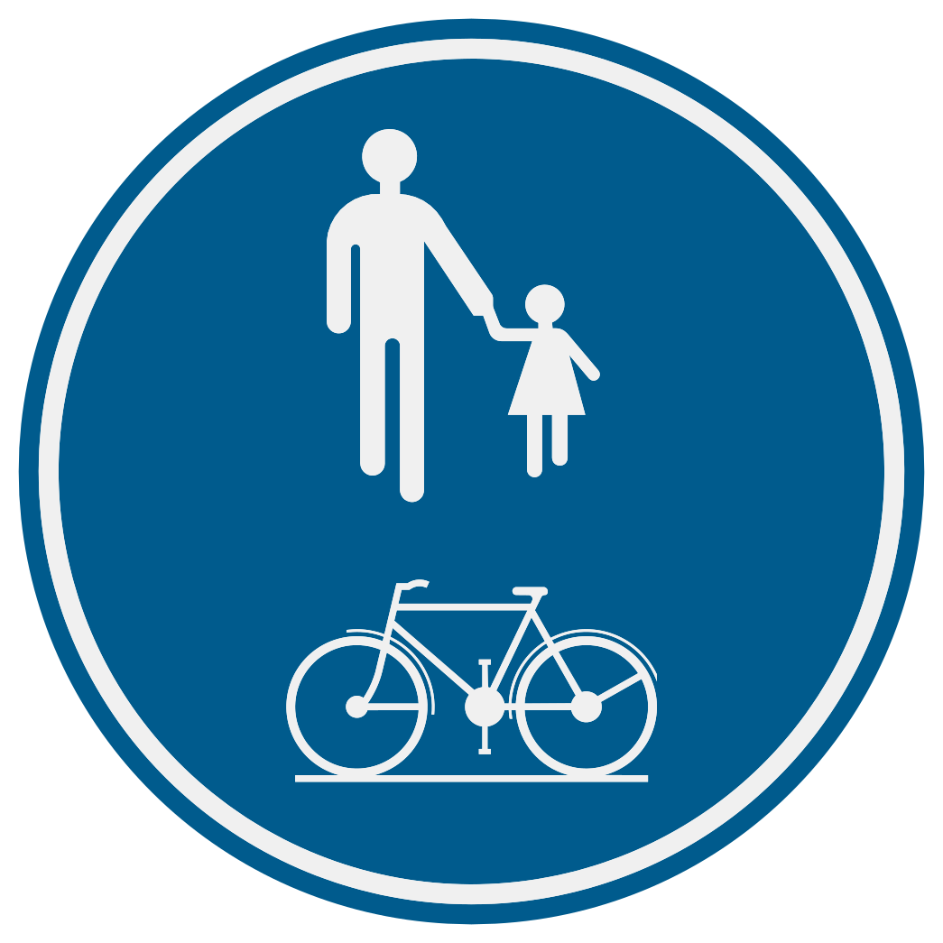 Verkeersbord: Deel van de openbare weg voorbehouden voor het verkeer van voetgangers en fietsers