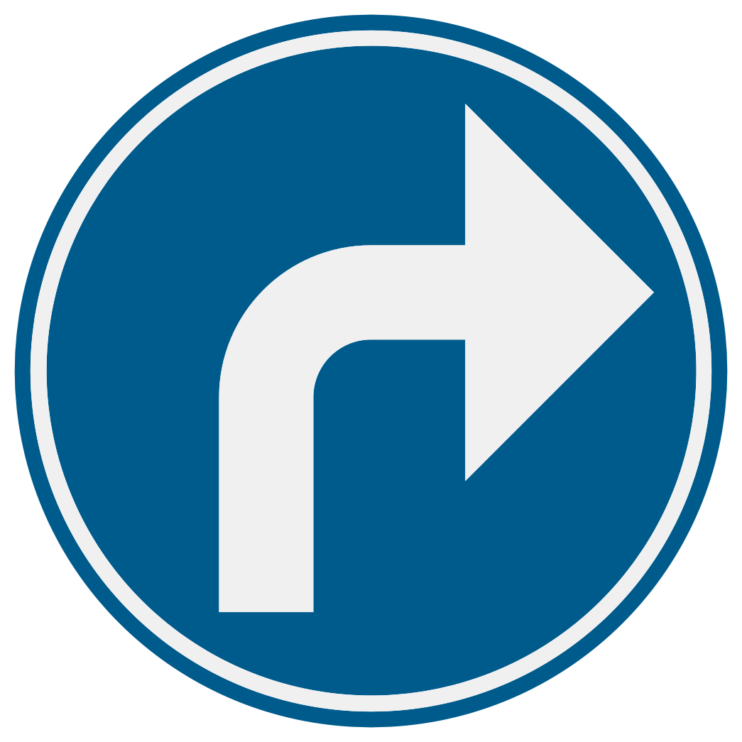 Verkeersbord D1f: Verplichting de door de pijl aangeduide richting te volgen