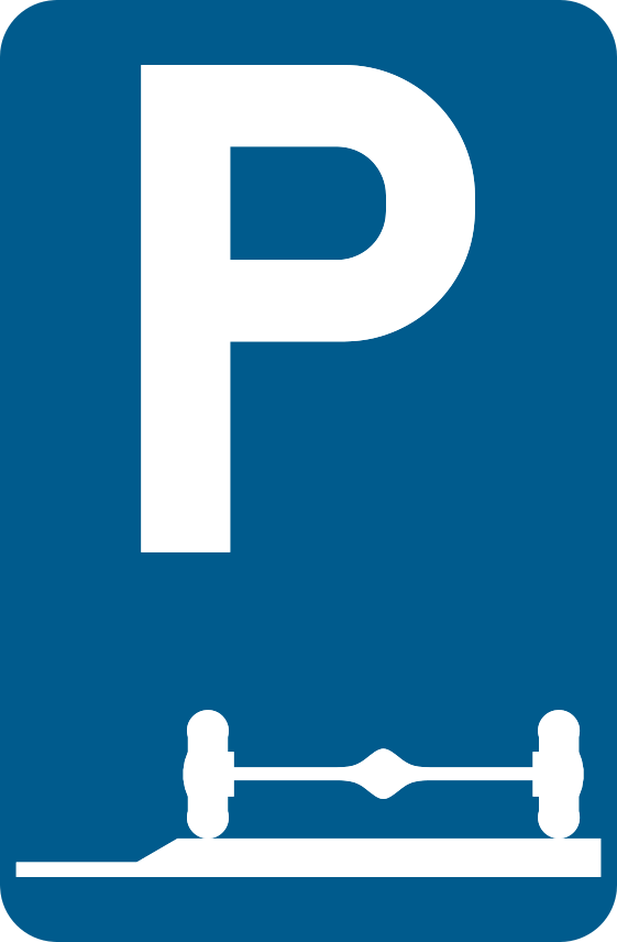Verkeersbord: Verplicht parkeren op de berm of op het trottoir
