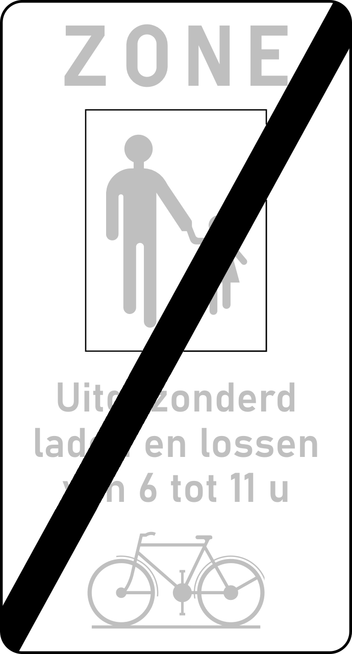 Verkeersbord: Einde van een voetgangerszone