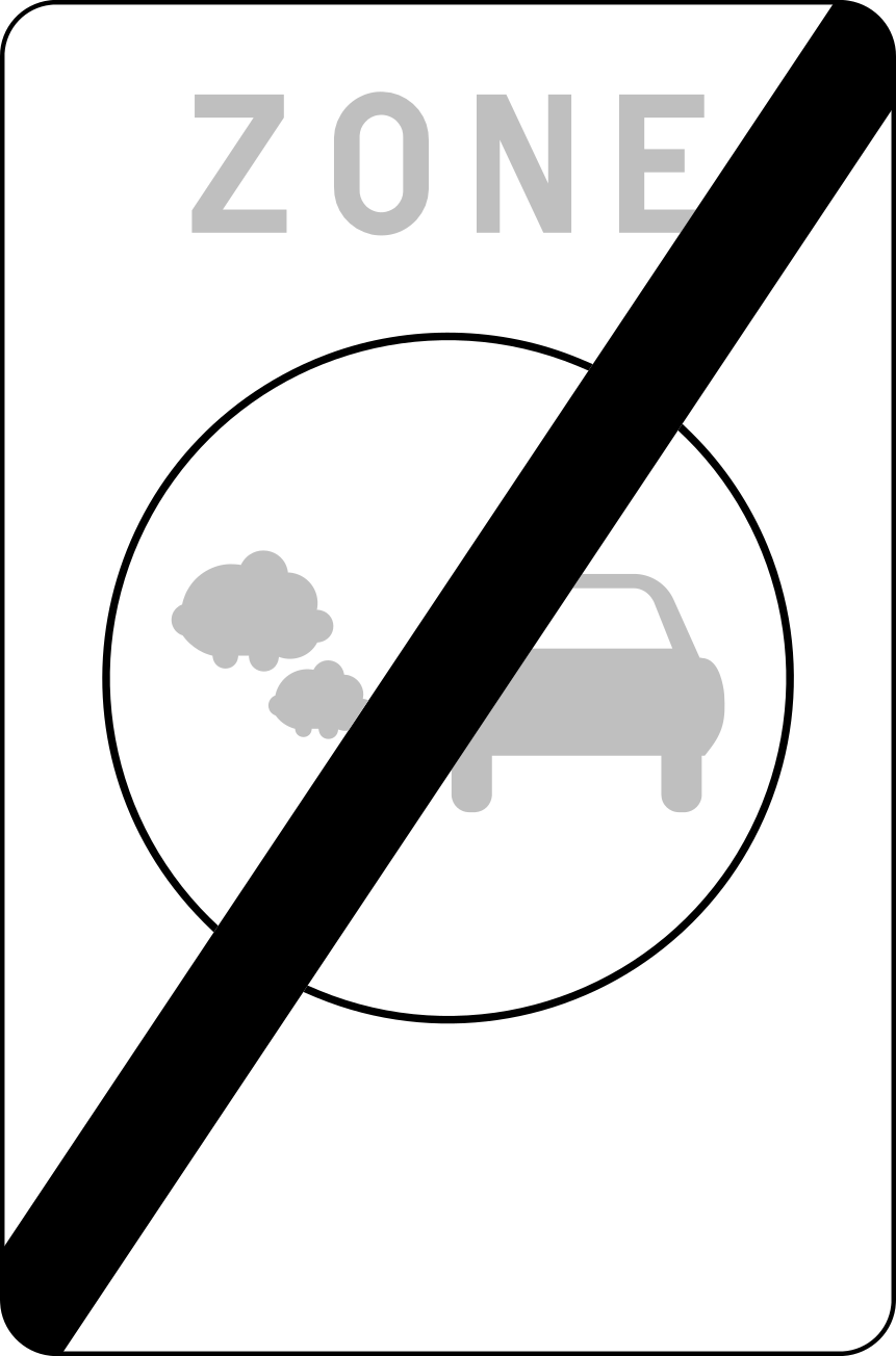Verkeersbord: Einde van een lage-emissiezone